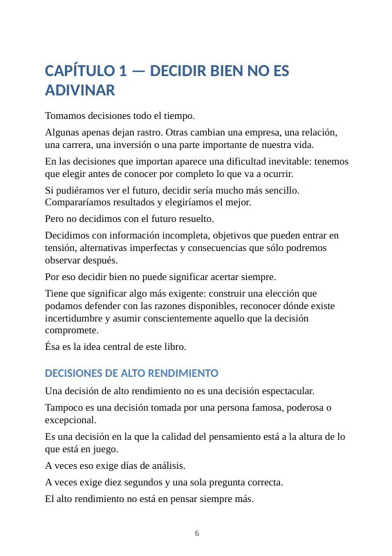 Página real del primer capítulo de DECIDIR PARA GANAR
